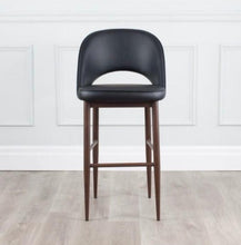 Load image into Gallery viewer, COCO Leatherette Metal Stool Walnut Wood Grain Imprint - Windsorchrome
