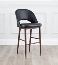 Load image into Gallery viewer, COCO Leatherette Metal Stool Walnut Wood Grain Imprint - Windsorchrome
